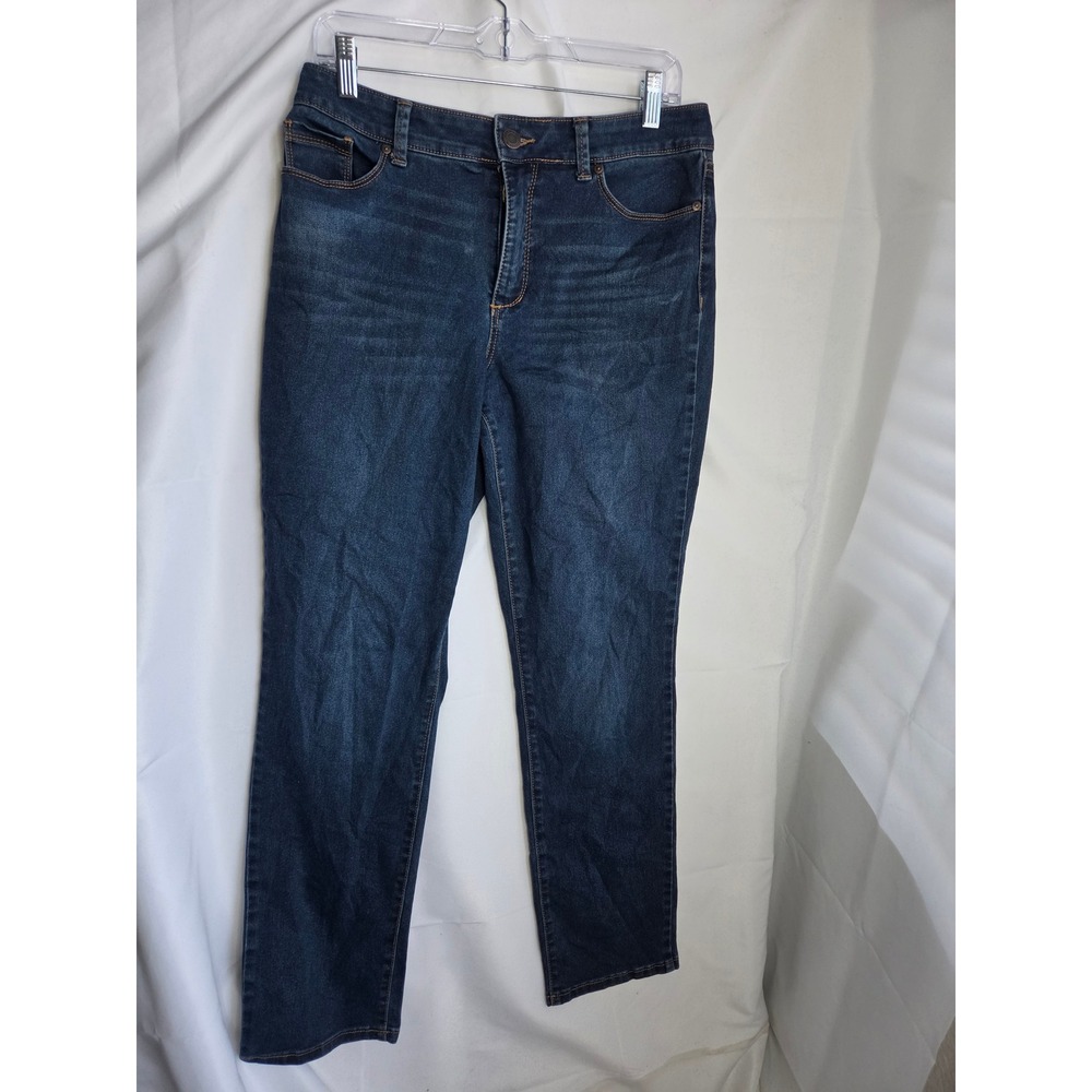 Bandolino Mandie Jeans Womens Blue Dark Wash Regular High Rise Straight